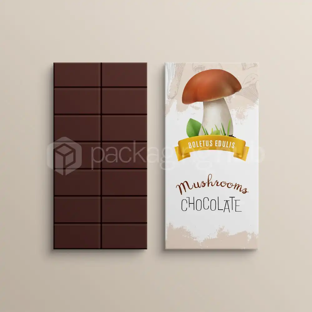 mushroom chocolate bar packaging